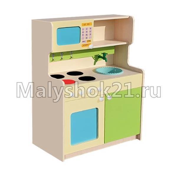 Игр.мебель Кухня.мод.8.Корпус ЛДСП Дуб молоч.фасады Лайм,бежевые.Кромка,Кант ПВХ.800х400х1100мм №1(1