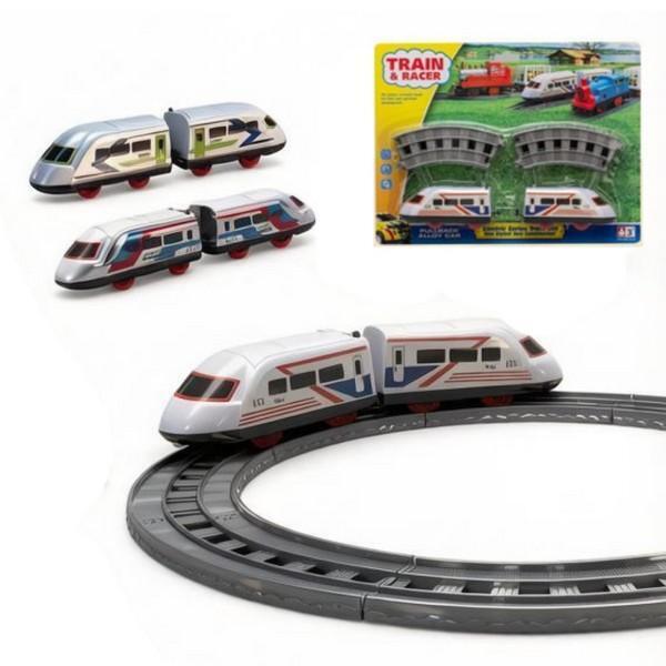 Y611198/Железная дорога, 10 предметов, 2 локомотива, рельсы, в/к 29*22*4,3 см