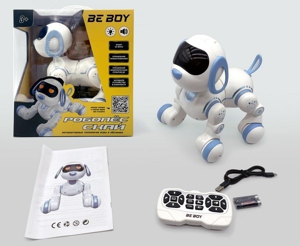 108855/Робопёс "Beboy" на пульте р/у, упр. прикосновением и инфракрасным пультом, знает 40 фр.в/к/12