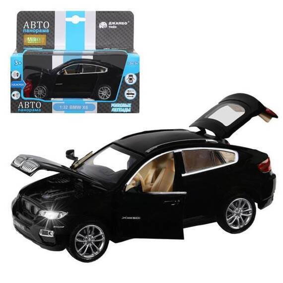 1251157/Автопанорама Маш.мет,1:32 BMW X6, черн,отк.дв,багаж,св+зв,инерц, 17,5*13,5*9/54 №2(2) 1251157/Автопанорама Маш.мет,1:32 BMW X6, черн,отк.дв,багаж,св+зв,инерц, 17,5*13,5*9/54 №2(2)
