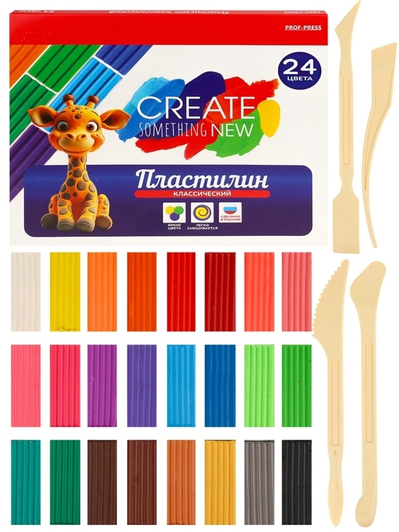 ПЛ-0127/Пластилин классический, 24 цветов (ПЛ-0127), 360г./60 ПЛ-0127/Пластилин классический, 24 цветов (ПЛ-0127), 360г./60