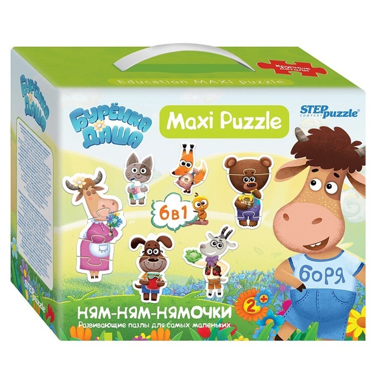 Пазлы 6в1/Мозаика "puzzle" 6в1 "Буренка Даша" (RIKI)/68004/18 №1(1)