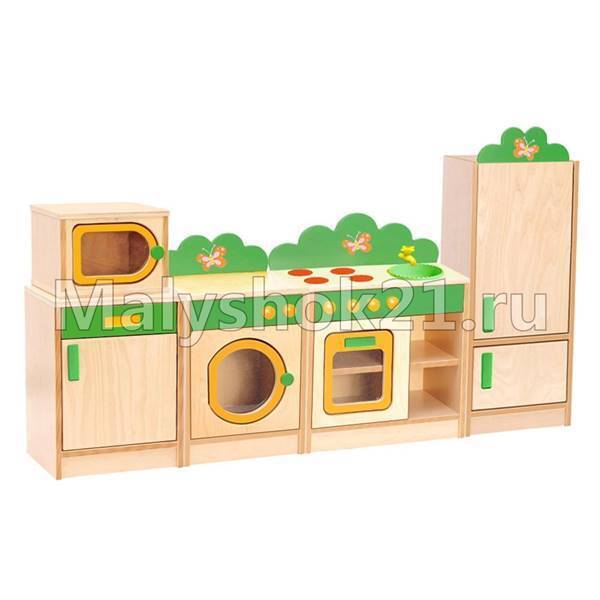 Игр.мебель Кухня.мод 4.Корпус ЛДСП Бук или Цв,фасад из фанер,краска,Кромка,Кант ПВХ.2200х400х1300мм