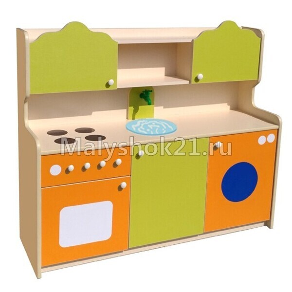 Игровая мебель Кухня прямая 3.из ЛДСП Бук или Цветного,Кромка,Кант ПВХ.Разм:1300х400х1100 №1(1)